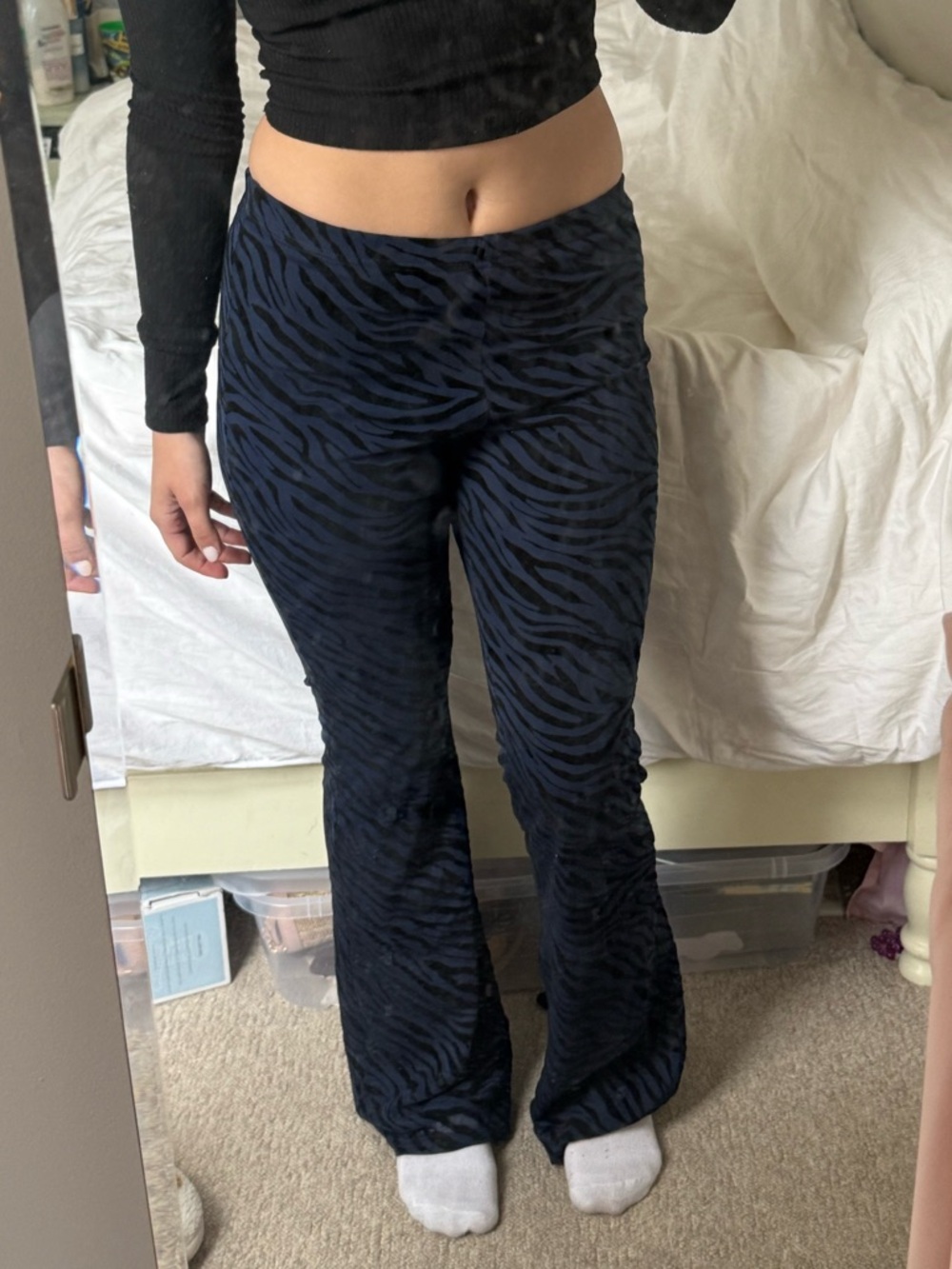 Fiesta Navy Zebra Print Flare Pants